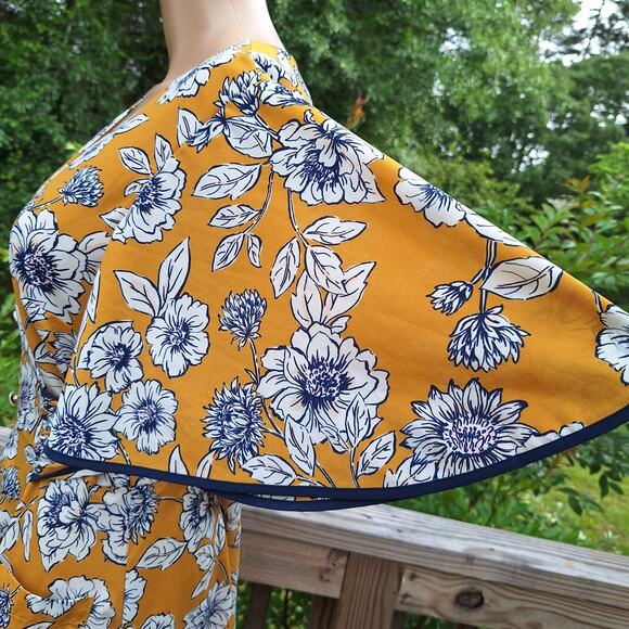 Eliza J Floral Fit & Flare Midi Dress Women's 8 Flutter Sleeve Pockets Retro - Picture 14 of 16